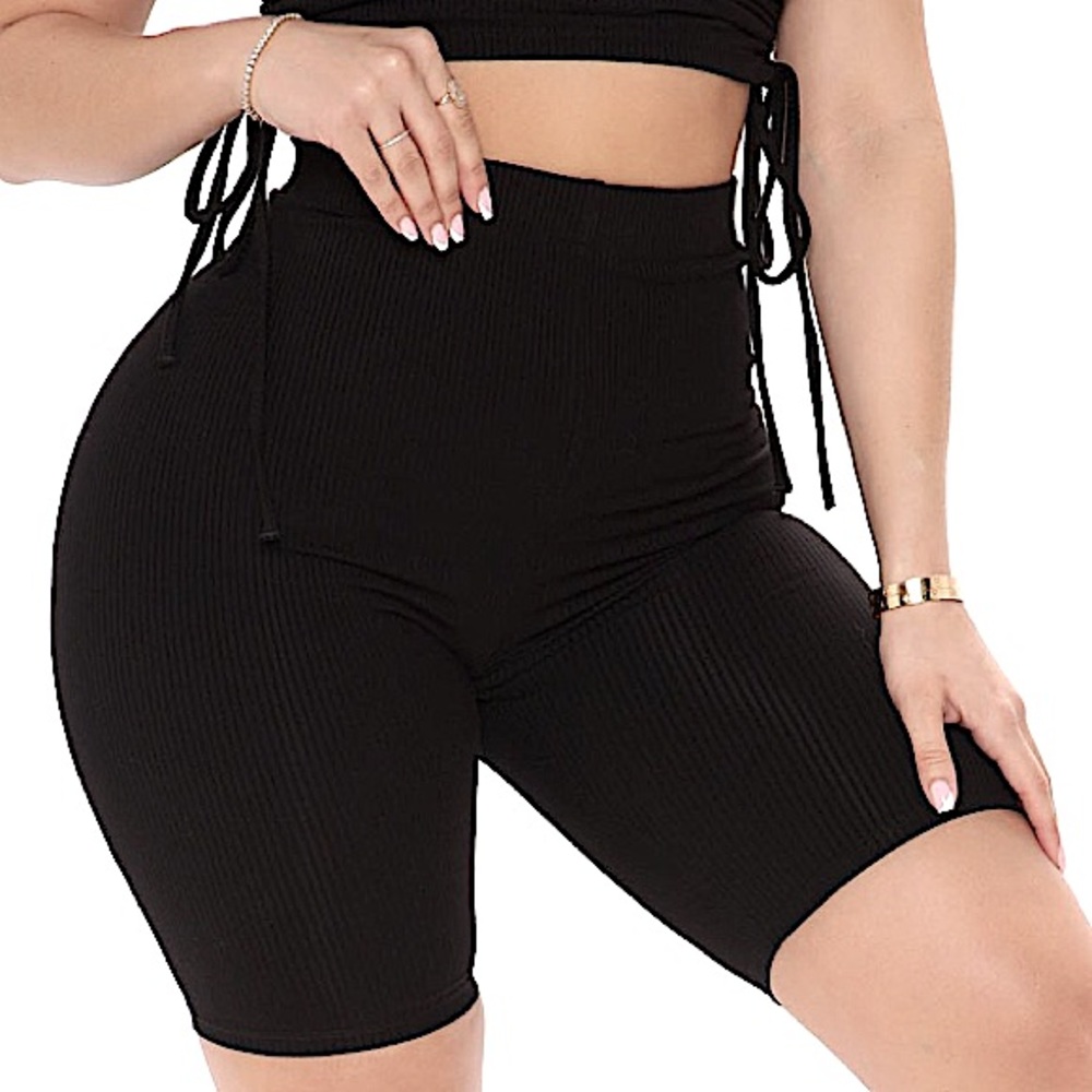 Black Ripped Biker Shorts
